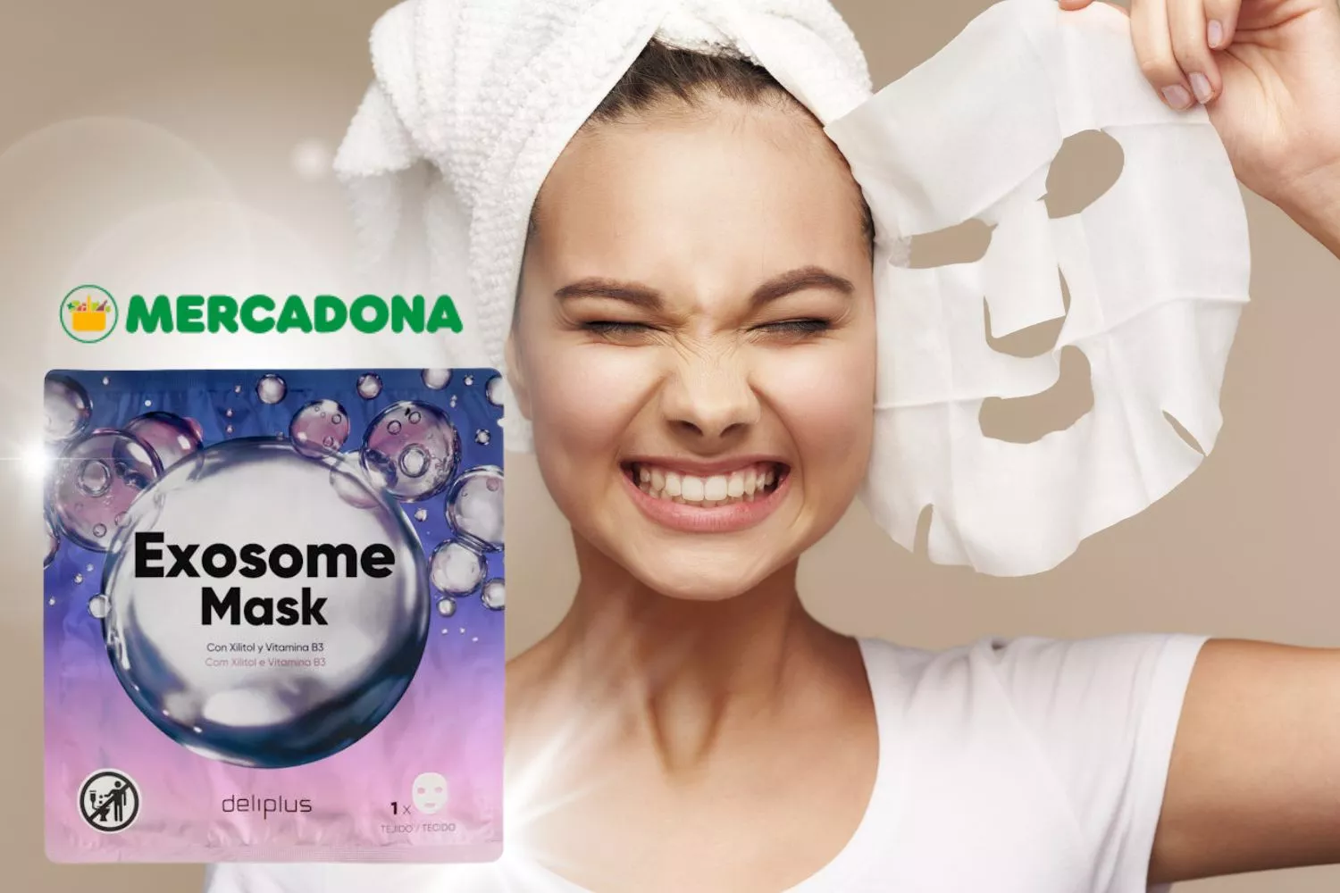 La nueva mascarilla facial de Mercadona con exosomas / Fotomontaje CONSUMIDOR GLOBAL