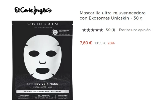 UNICREVIVE-X MASK MASCARILLA ULTRA-REJUVENECEDORA CON EXOSOMAS/ EL CORTE INGLÉS UNICREVIVE-X MASK MASCARILLA ULTRA-REJUVENECEDORA CON EXOSOMAS/ EL CORTE INGLÉS