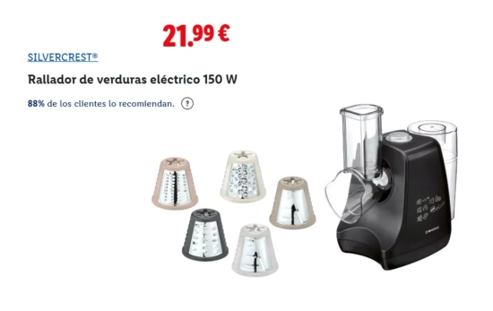 Rallador de verduras eléctrico 150 W/ LIDL Rallador de verduras eléctrico 150 W/ LIDL