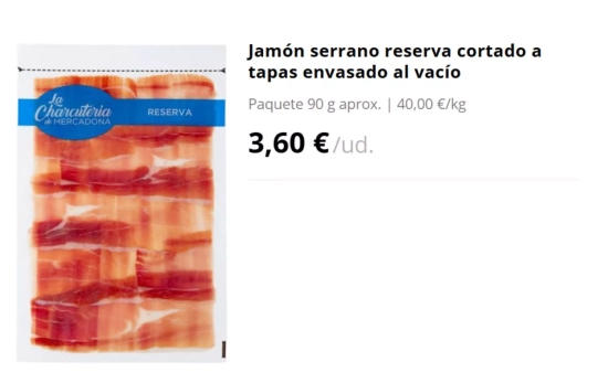Jamón serrano/ MERCADONA