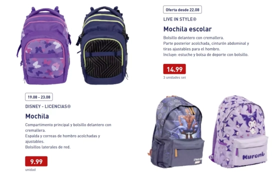 Mochilas para el colegio/ Aldi Mochilas para el colegio/ Aldi