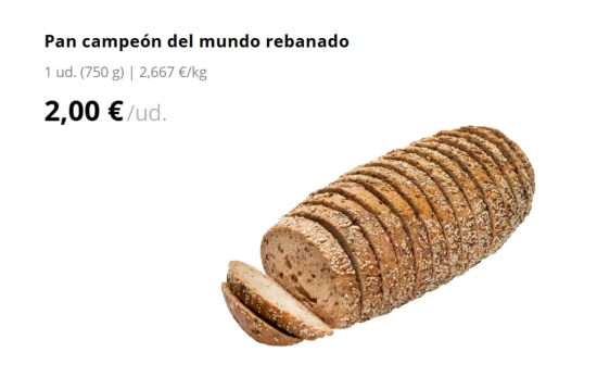 Pan Campeón del mundo rebanado/ MERCADONA Pan Campeón del mundo rebanado/ MERCADONA