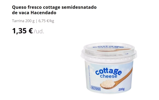 Queso fresco cottage semidesnatado de vaca Hacendado/ MERCADONA Queso fresco cottage semidesnatado de vaca Hacendado/ MERCADONA