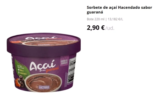 Açaí de Hacendado/ MERCADONA Açaí de Hacendado/ MERCADONA