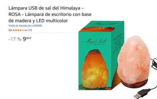 Lámpara USB de sal del Himalaya / AMAZON Lámpara USB de sal del Himalaya / AMAZON