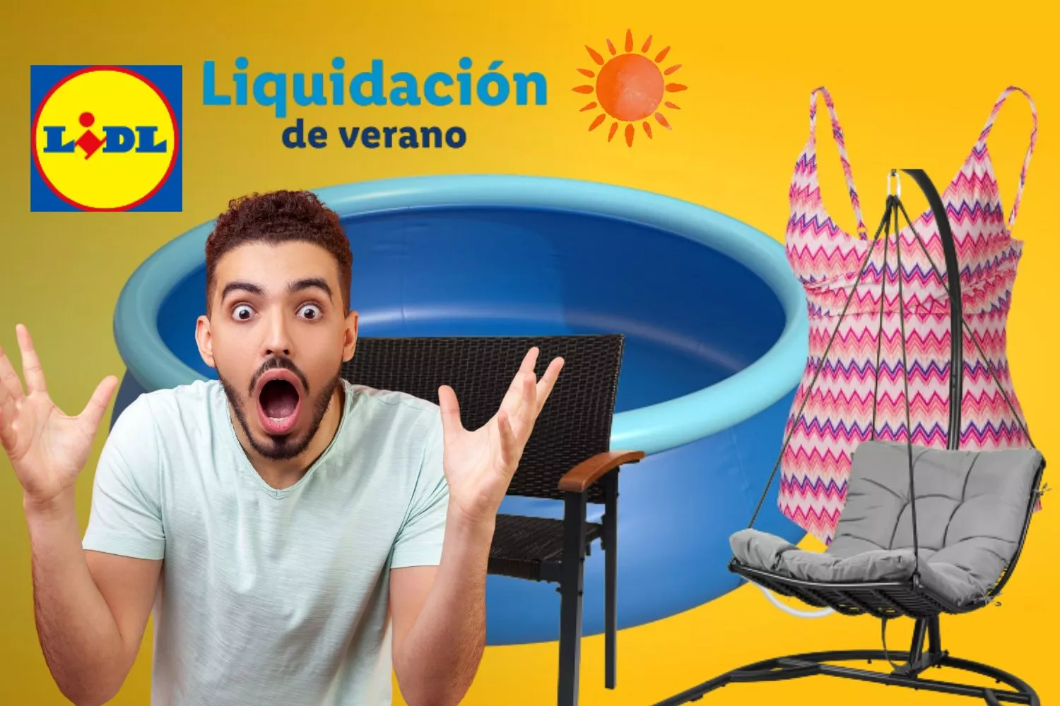 Un consumidor y productos de Lidl en liquidación / Fotomontaje CONSUMIDOR GLOBAL