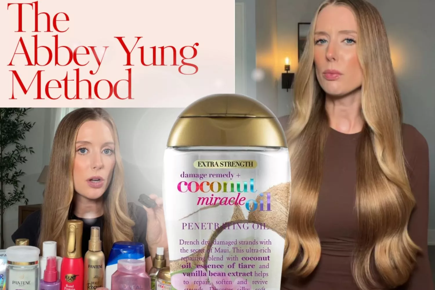 La influencer Abbey Yung con el aceite capilar viral de TikTok / Fotomontaje CONSUMIDOR GLOBAL