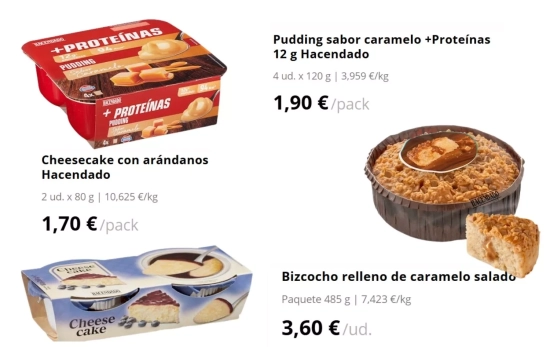 Productos de caramelo y sabor cheescake de Mercadona Productos de caramelo y sabor cheescake de Mercadona