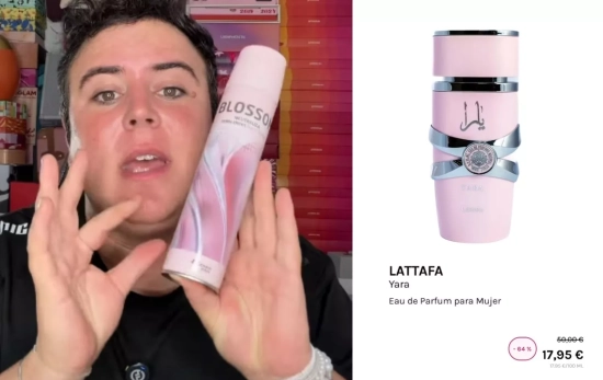 El creador de contenido beauty @Jaik, hablando en sus redes del parecido del neutralizador Blosson con Yara de Lataffa/ @IG