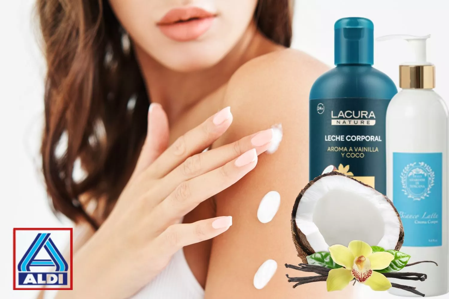 Una persona se aplica la loción hidratante de Aldi que huele igual a la más viral / Fotomontaje CONSUMIDOR GLOBAL