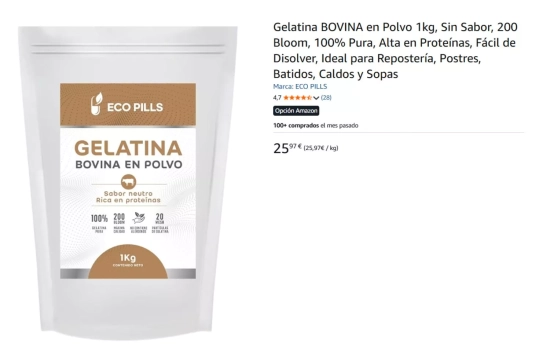 Gelatina bovina/ AMAZON Gelatina bovina/ AMAZON