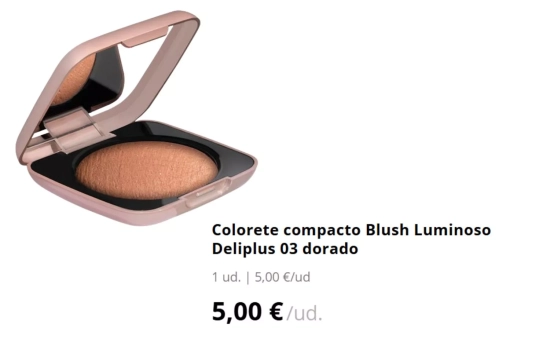 Colorete compacto Blush Luminoso Deliplus 03 dorado/ MERCADONA Colorete compacto Blush Luminoso Deliplus 03 dorado/ MERCADONA