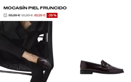 Mocasín piel fruncido/ MANGO OUTLET Mocasín piel fruncido/ MANGO OUTLET
