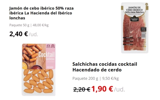 las mini salchichas o este jamón de cebo ibérico 50% raza ibérica/ MERCADONA las mini salchichas o este jamón de cebo ibérico 50% raza ibérica/ MERCADONA