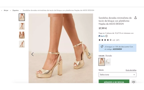 Sandalias de tacón Asos Design a 37,99 euros / CAPTURA CG ASOS Sandalias de tacón Asos Design a 37,99 euros / CAPTURA CG ASOS
