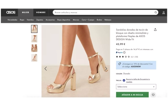 Sandalias de tacón Asos Design a 43,99 euros / CAPTURA CG-ASOS Sandalias de tacón Asos Design a 43,99 euros / CAPTURA CG-ASOS