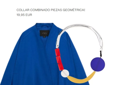 Collar combinado que encaja con la chaqueta de cuello kimono de Zara/ Fotomontaje Consumidor Global