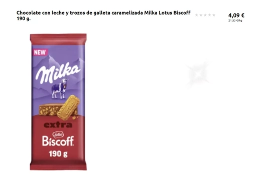 la tableta de Milka con relleno de Biscoff/ Fotomontaje Consumidor Global la tableta de Milka con relleno de Biscoff/ Fotomontaje Consumidor Global