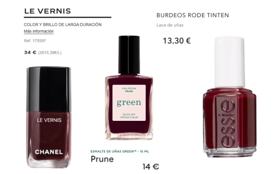 Esmaltes burdeos diversas marcas/ Fotomontaje Consumidor Global Esmaltes burdeos diversas marcas/ Fotomontaje Consumidor Global