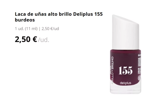 Laca de uñas alto brillo Deliplus 155 burdeos/ MERCADONA Laca de uñas alto brillo Deliplus 155 burdeos/ MERCADONA