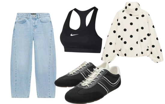Propuesta de estilismo con prendas de Zara a conjunto con el top de Nike de venta en Lidl/ Fotomontaje Consumidor Global