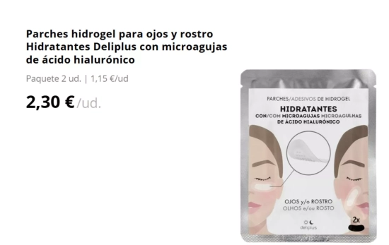 Parches hidrogel para ojos y rostro Hidratantes Deliplus con microagujas de ácido hialurónico/ MERCADONA Parches hidrogel para ojos y rostro Hidratantes Deliplus con microagujas de ácido hialurónico/ MERCADONA