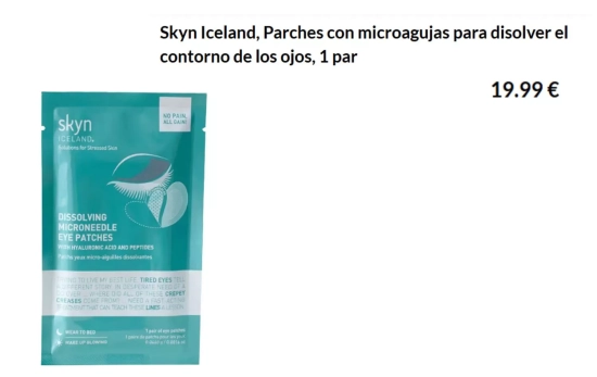 Parches con microagujas para disolver el contorno de los ojos/ Skyn Iceland Parches con microagujas para disolver el contorno de los ojos/ Skyn Iceland