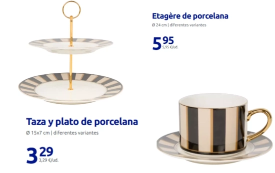 Etagère, taza y plato de porcelana/ ACTION Etagère, taza y plato de porcelana/ ACTION