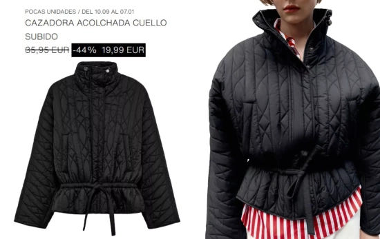 CAZADORA ACOLCHADA CUELLO SUBIDO/ ZARA