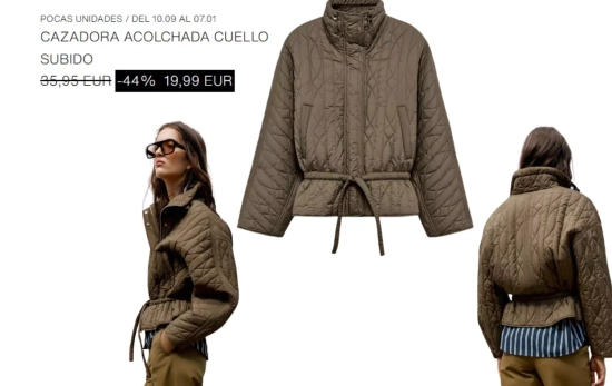 CAZADORA ACOLCHADA CUELLO SUBIDO/ ZARA