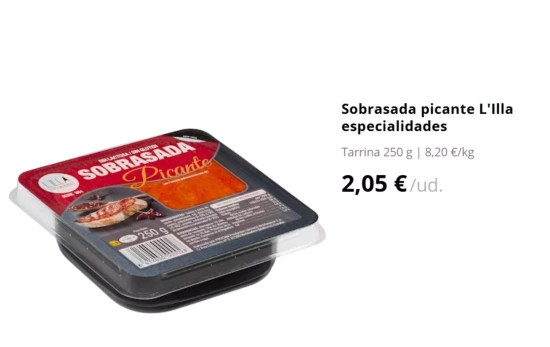 Sobrasada picante L'Illa especialidades/ MERCADONA Sobrasada picante L'Illa especialidades/ MERCADONA