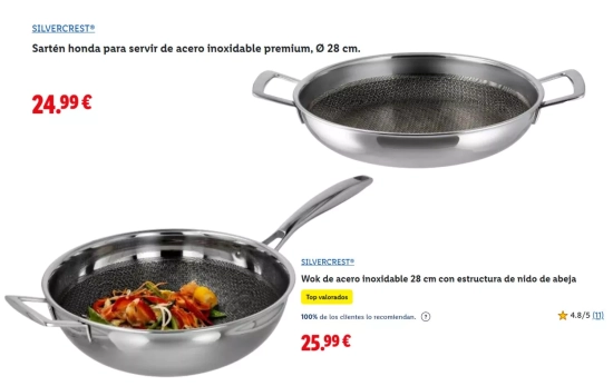Sartén honda y wok con estructura de nido de abeja/ LIDL