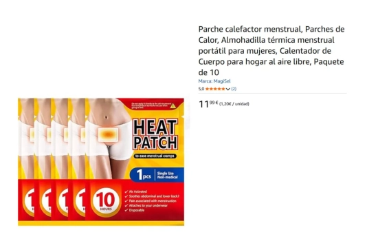 Parche calefactor menstrual/ AMAZON