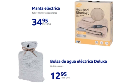 Manta eléctrica y bolsa térmica de agua/ ACTION