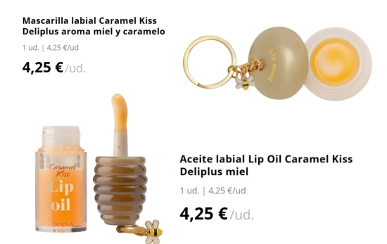 Mascarilla labial Caramel Kiss, con aroma a miel y caramelo y el Lip Oil Caramel Kiss de miel/ MERCADONA Mascarilla labial Caramel Kiss, con aroma a miel y caramelo y el Lip Oil Caramel Kiss de miel/ MERCADONA