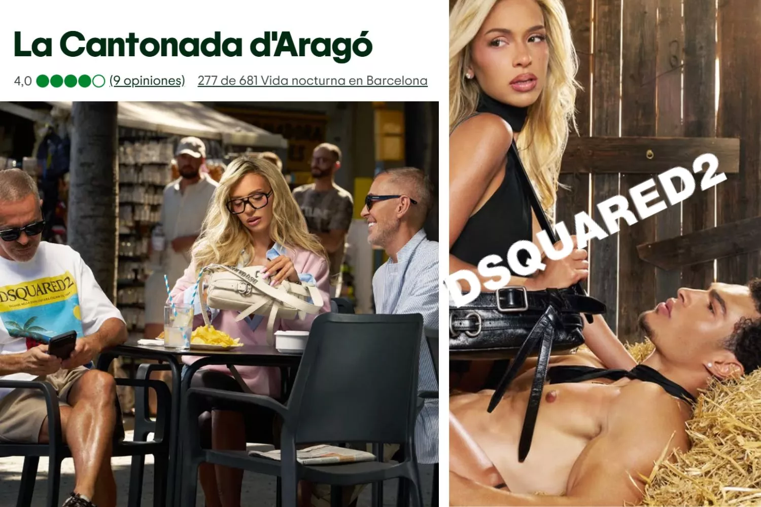 El bar palillero de Barcelona donde Bad Gyal ha grabado la última campaña de Dsquared2 / Fotomontaje CONSUMIDOR GLOBAL
