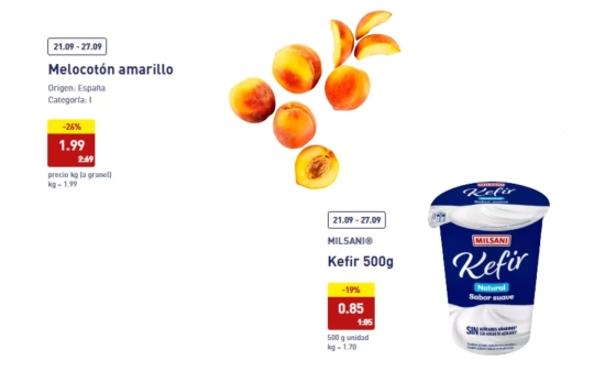 Kefir y melocotones/ Aldi Kefir y melocotones/ Aldi