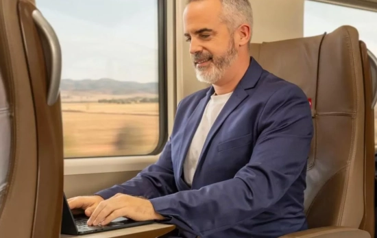 Una persona en el interior de un tren / IRYO Una persona en el interior de un tren / IRYO