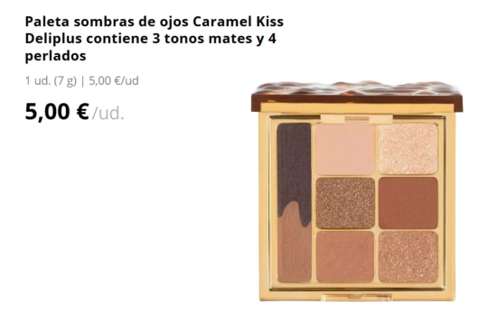 Paleta sombras de ojos Caramel Kiss Deliplus contiene 3 tonos mates y 4 perlados/ MERCADONA Paleta sombras de ojos Caramel Kiss Deliplus contiene 3 tonos mates y 4 perlados/ MERCADONA