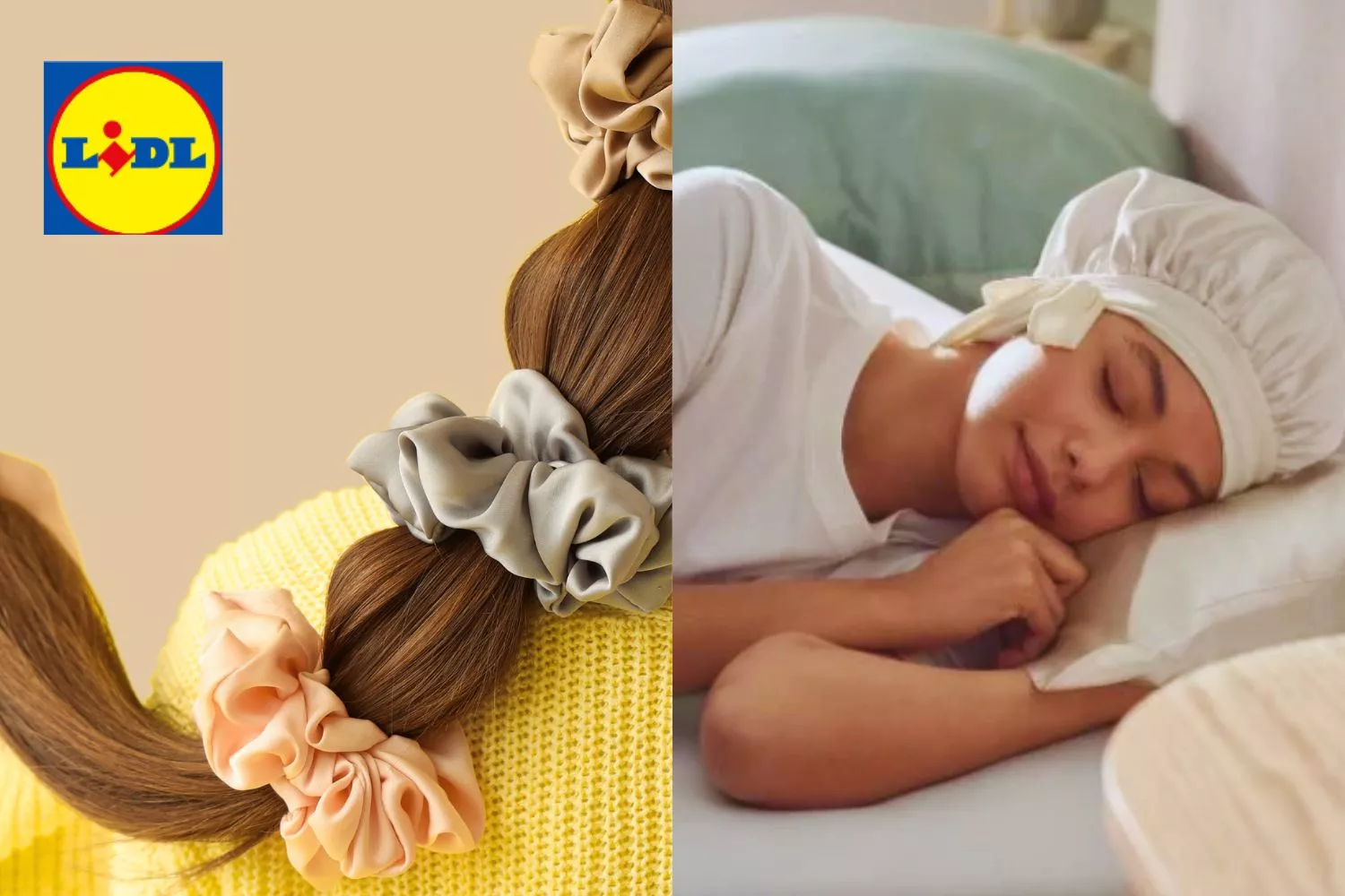 La almohada y el gorro de seda de Lidl / Fotomontaje CONSUMIDOR GLOBAL