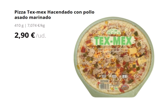 Pizza Tex-mex Hacendado con pollo asado marinado/ MERCADONA Pizza Tex-mex Hacendado con pollo asado marinado/ MERCADONA