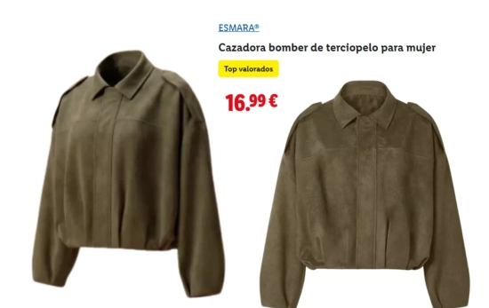 Cazadora bomber de terciopelo para mujer/ LIDL Cazadora bomber de terciopelo para mujer/ LIDL