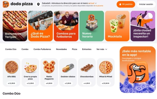 La página web de Dodo Pizza / CAPTURA La página web de Dodo Pizza / CAPTURA