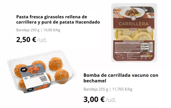 Pasta rellena y bombas de carillada y bechamel/ MERCADONA Pasta rellena y bombas de carillada y bechamel/ MERCADONA