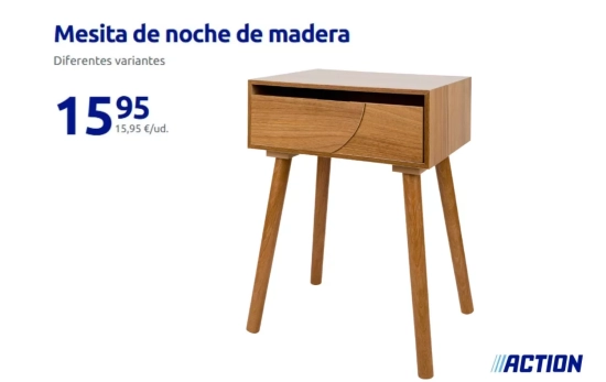 Mesilla de madera con cajón/ ACTION Mesilla de madera con cajón/ ACTION