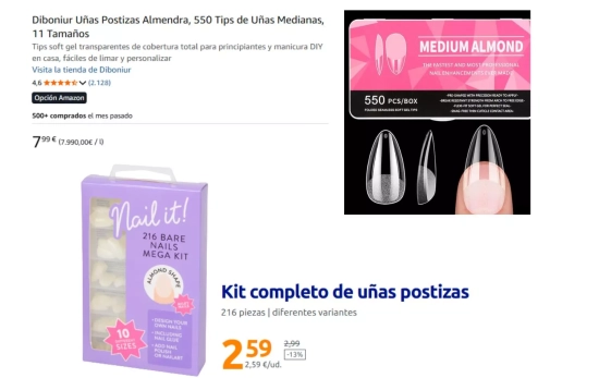 Uñas postizas de Amazon vs. Action