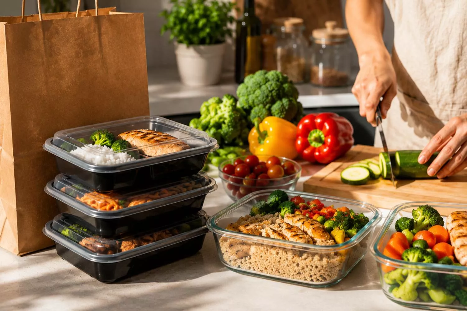 Una persona cocina distintos tuppers / WETACA