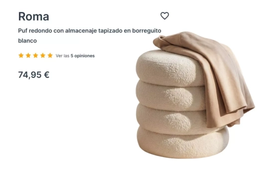 Puf redondo con almacenaje tapizado en borreguito blanco/ KLASTHOME Puf redondo con almacenaje tapizado en borreguito blanco/ KLASTHOME