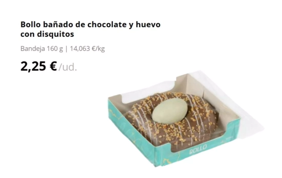 Bollo bañado de chocolate y huevo con disquitos/ MERCADONA Bollo bañado de chocolate y huevo con disquitos/ MERCADONA
