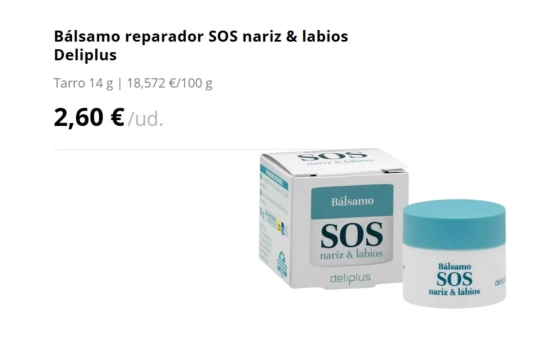 Bálsamo reparador SOS nariz & labios Deliplus/ MERCADONA Bálsamo reparador SOS nariz & labios Deliplus/ MERCADONA